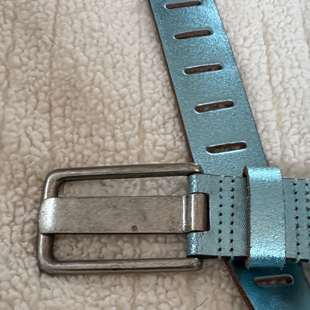 Metallic Blue Belt with Silver Buckle - Picture 2 of 3
